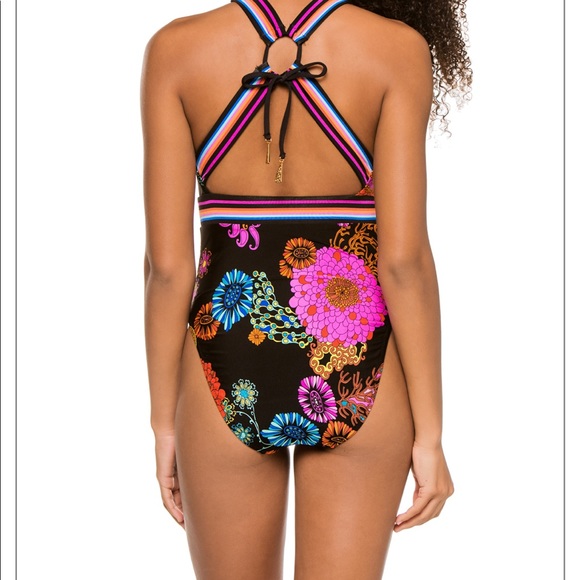 NWOT TRINA TURK Electric Reef Plunge One Piece Swimsuit. Size 8 - Picture 2 of 7
